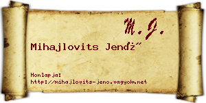 Mihajlovits Jenő névjegykártya