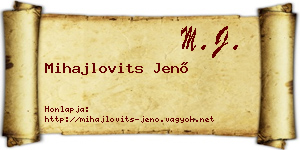 Mihajlovits Jenő névjegykártya