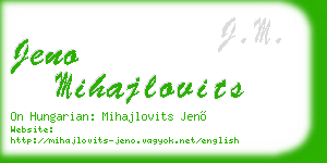 jeno mihajlovits business card