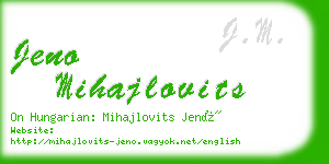 jeno mihajlovits business card